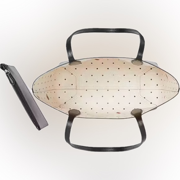 DISNEY X KATE SPADE BEAUTY AND THE BEAST REVERSIBLE LEATHER TOTE BAG w/WRISTLET! - Picture 5 of 7